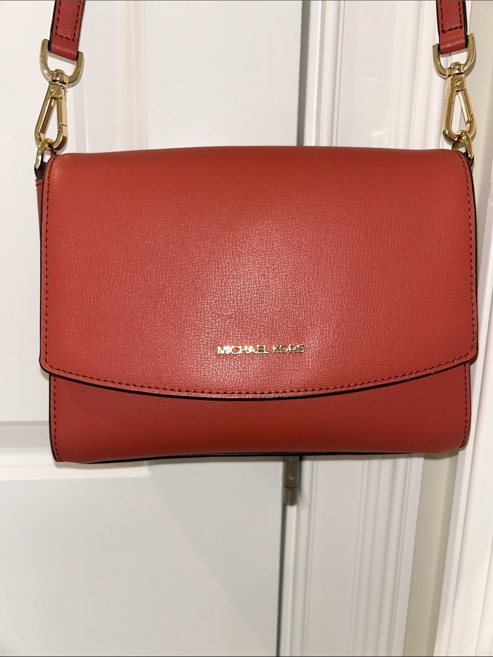 Michael Kors Rose Mauve Leather Crossbody Bag with Gold Hardware
